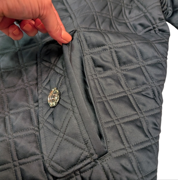 Hill House The Quilt Coat Dark Green Satin Size Medium - Picture 7 of 10